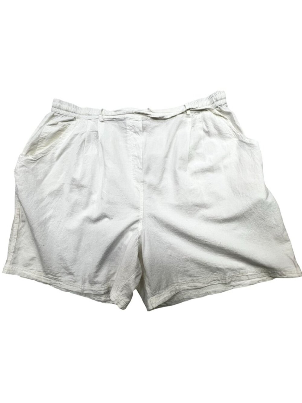 Avenue Women's High-Waist Pleated Shorts Lightweight Size 26/28 White Solid